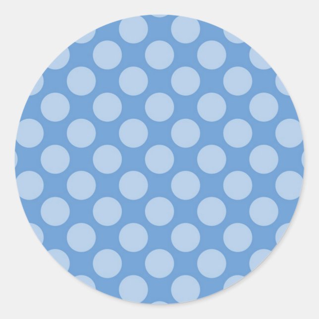 Cooles Girly Blue Polka Dots Muster auf blauen Ges Runder Aufkleber (Vorderseite)