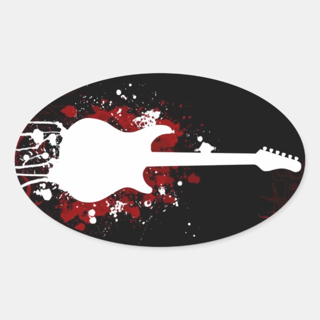 Cooles Gitarrendesign Ovaler Aufkleber (Vorderseite)
