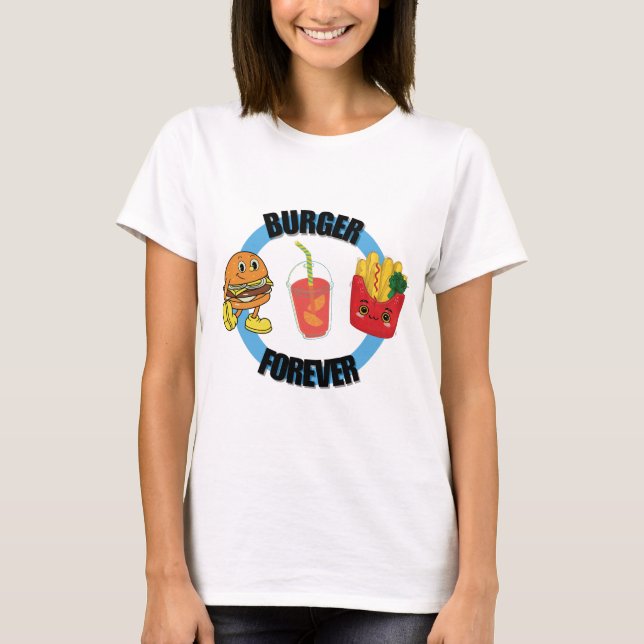 Cooles Glück Niedlich Burger Forever Friends T-Shirt (Vorderseite)