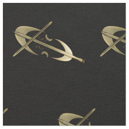 Cooles Gold Cello Musical Fan Muster Fabric Stoff