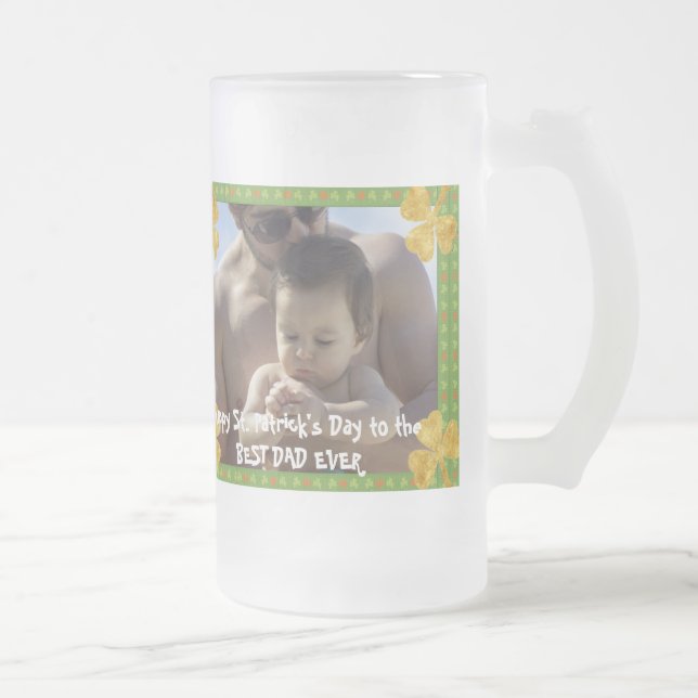 Cooles Gold Irish Kleeblatt Bester Vater je St Pat Mattglas Bierglas (Rechts)