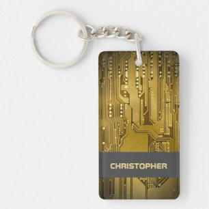 Cooles Goldcomputer-Leiterplatte-Monogramm Schlüsselanhänger