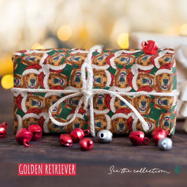 Cooles Golden Retriever Weihnachtsmuster Geschenkpapier (Von Creator hochgeladen)