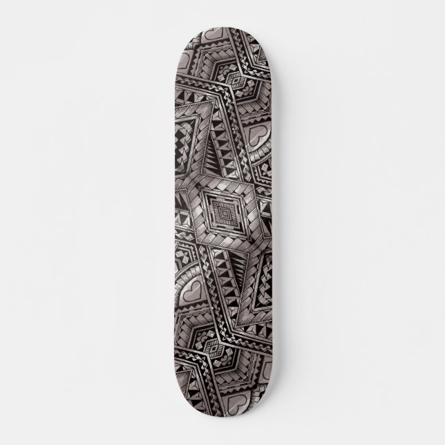 Cooles Grafisches Schwarz-Weiß-Tribal-Tattoo-Muste Skateboard (Vorne)