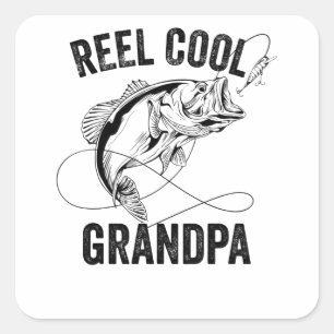 Cooles Grandpa Retro Väter Tag Fischen Geschenk Quadratischer Aufkleber