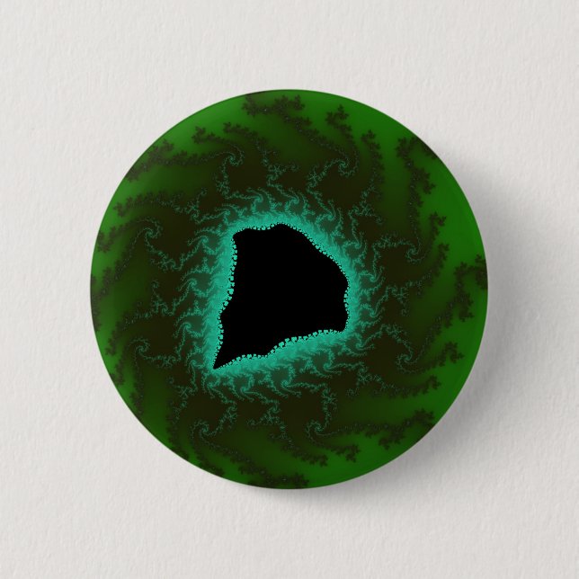 Cooles Green Mandelbrot Fraktal Art Button (Vorderseite)