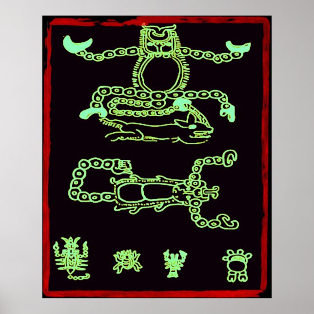 Cooles Green Mayan Design Poster (Vorne)