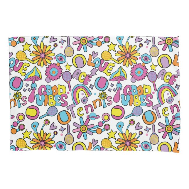 Cooles 🎾 Groovy Pastel Tennis Kissenbezug (Vorderseite)