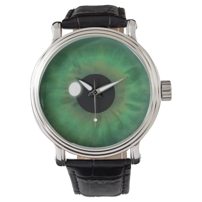 Cooles grünes Auge Iris Eyeball Custom Wrist Watch Armbanduhr (Vorderseite)