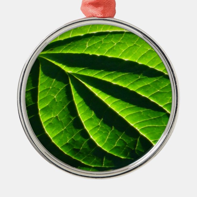 Cooles grünes Blatt Ornament Aus Metall (Vorne)