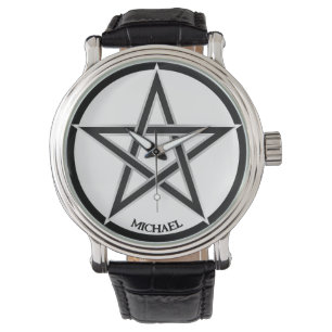 Cooles Grunge Pentagramm Symbol Personalisiert Uni Armbanduhr