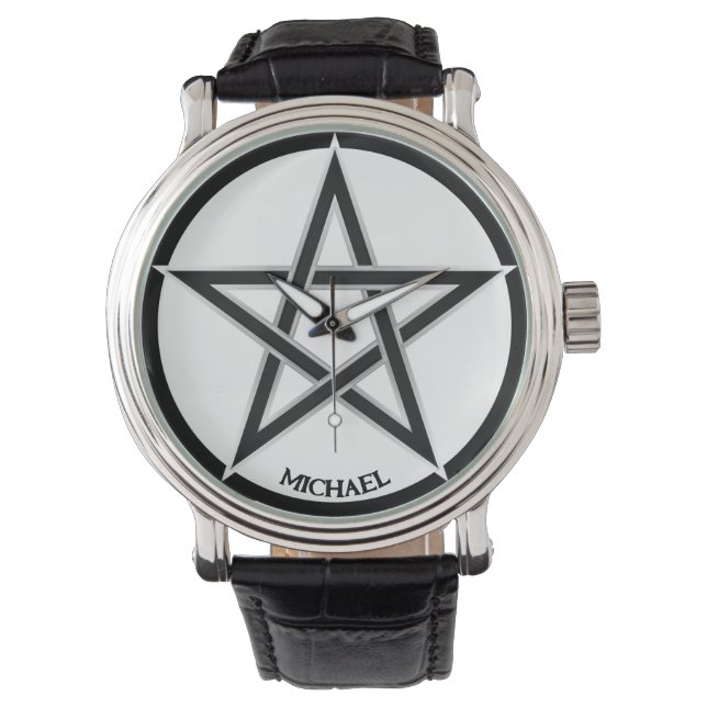 Cooles Grunge Pentagramm Symbol Personalisiert Uni Armbanduhr (Vorderseite)