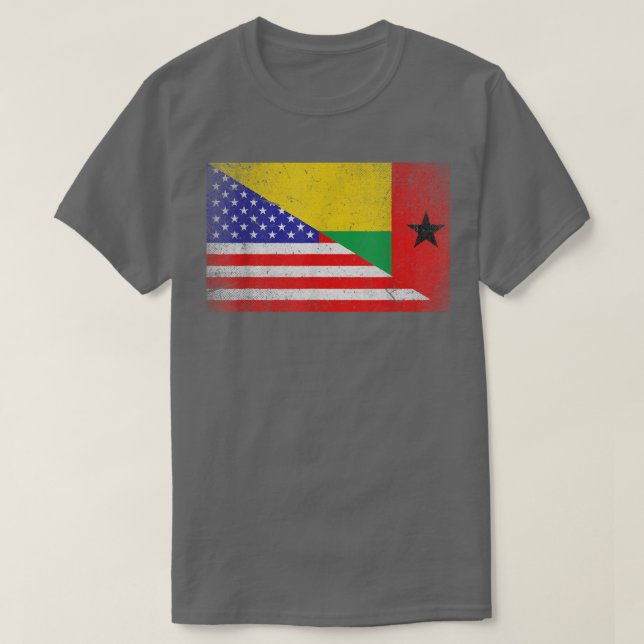 Cooles Guinea-Bissau Flag USA Flag Patriotic T-Shirt (Design vorne)