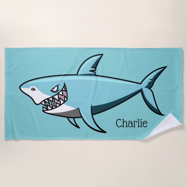 Cooles Haifisch-Name-Badetuch Strandtuch (Vorderseite)