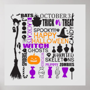 cooles Halloween Word Art Partys Poster