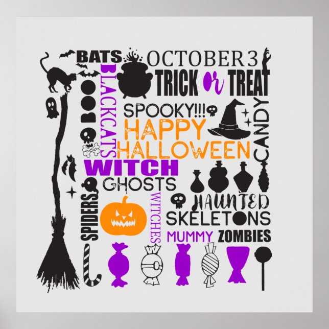 cooles Halloween Word Art Partys Poster (Vorne)