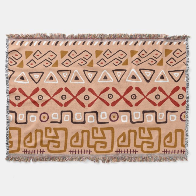 Cooles handgefertigtes Muster Aztec Pink braun Decke (Vorderseite)