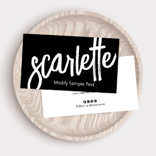 Cooles, handgeschriebenes Brush-Script schwarz Visitenkarte