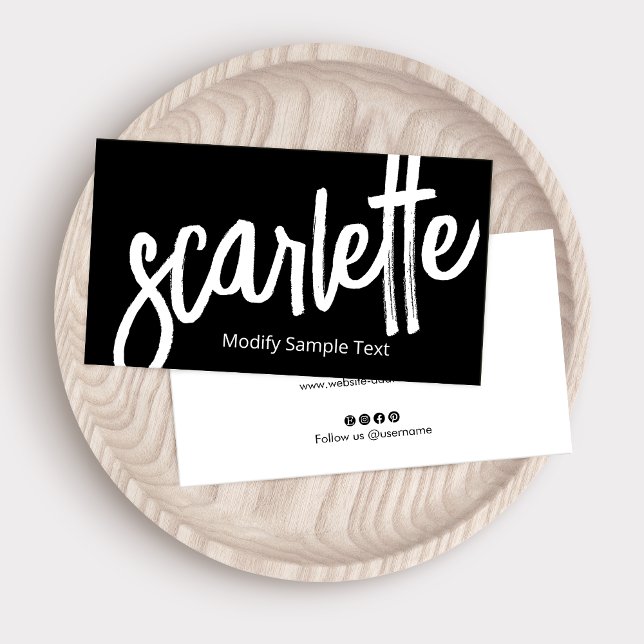 Cooles, handgeschriebenes Brush-Script schwarz Visitenkarte (Von Creator hochgeladen)