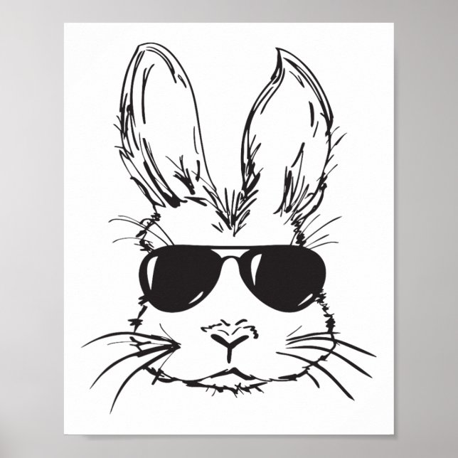 Cooles Hasengesicht Frohe Ostern Eierjagd für Jung Poster (Vorne)