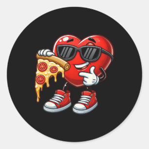 Cooles Herz essen Pizza Valentine Funny Febru Runder Aufkleber