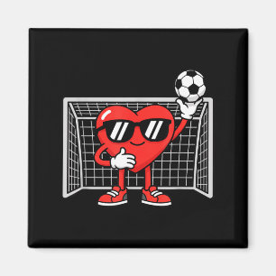Cooles Herz spielt Fußball Kinder Valentinstag Tor Magnet