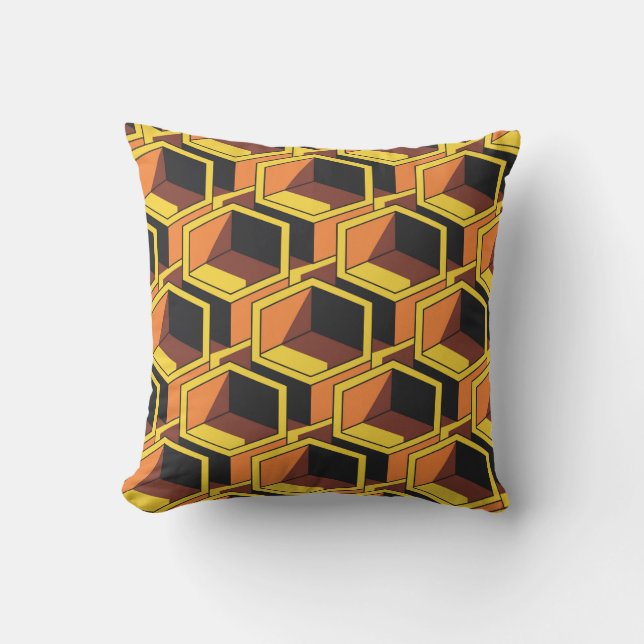 Cooles Hexahedron-Muster mit Schatten Kissen (Vorderseite)