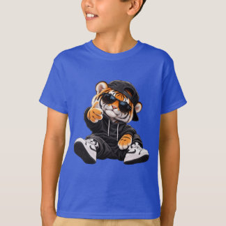 Cooles Hip Hop Tiger Jungen T-Shirt | Süßer Tiger