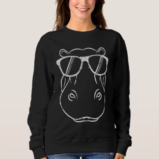 Cooles Hippo Design Hippopotamus mit Sonnenbrille Sweatshirt