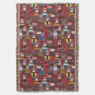 Cooles Hipster-Katzen-Muster Decke