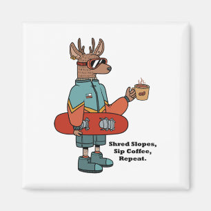 Cooles Hirsch mit Snowboard Magnet