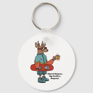 Cooles Hirsch mit Snowboard Schlüsselanhänger