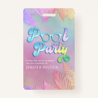 Cooles holografisches tropisches Blätter Skript-Po Ausweis