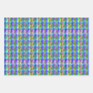 Cooles Holografisches Vaporwave Fingerabdruckmuste Geschenkpapier Set