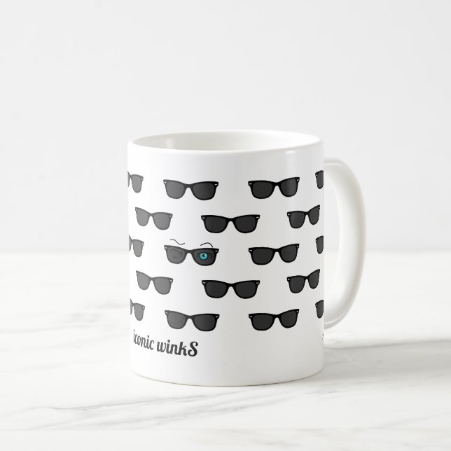 Cooles ikonisches Wink S Black Sunglasses Muster Kaffeetasse (VorderseiteRechts)