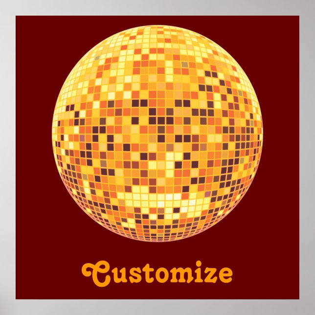 Cooles individuelles Retro Goldene Diskothek Ball  Poster (Vorne)