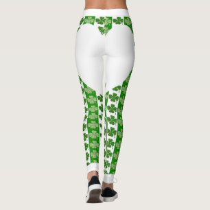 Cooles irisches Kleeblatt Bright White Heart Leggings