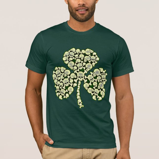 Cooles irisches Schädel-Kleeblatt T-Shirt (Vorderseite)