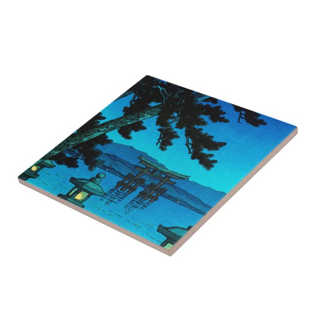 Cooles japanisches moonlit Nachttormeerhasui Fliese (Seite)