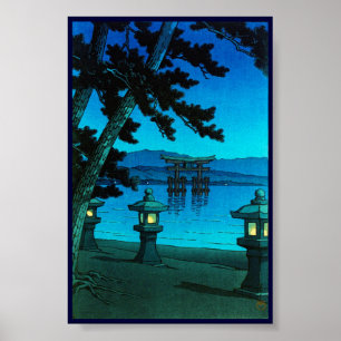 Cooles japanisches Nachttor Sea hasui kawase Poster
