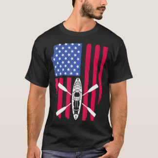 Cooles Kajak für Kajak Fischen USA Fahne T-Shirt