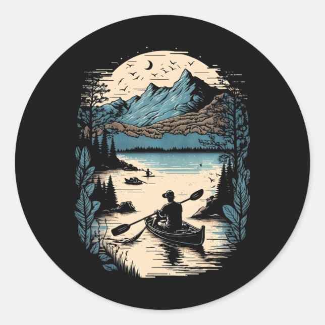 Cooles Kajak Outdoor Einzigartiges Kajakboot Runder Aufkleber (Vorderseite)