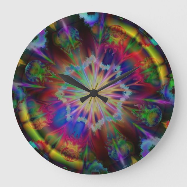 Cooles Kaleidoskop-Uhrendesign Große Wanduhr (Vorderseite)