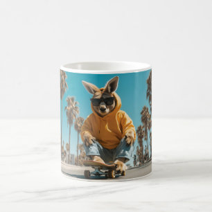 Cooles Kangaroo in Sonnenbrille auf einem Skateboa Kaffeetasse