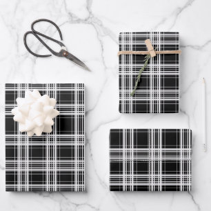 Cooles kariertes, schwarz gefliestes Wrapping Pape Geschenkpapier Set