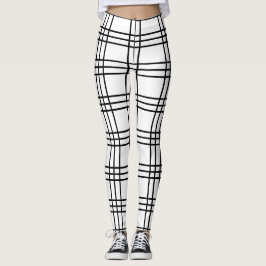 Cooles Kariertes Tartan, schwarz und weiß Leggings