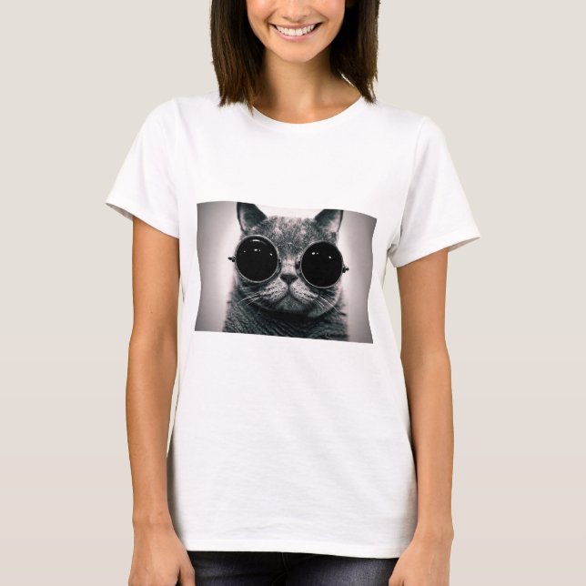 cooles Katze kool kat mit Schatten T-Shirt (Vorderseite)
