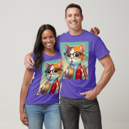 Cooles Katzen-Trinkboba T-Shirt