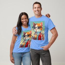 Cooles Katzen-Trinkboba T-Shirt