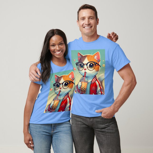 Cooles Katzen-Trinkboba T-Shirt (Unisex)